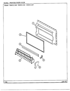 Freezer Inner Door Diagram and Parts List for HMG211660  Admiral Refrigerator