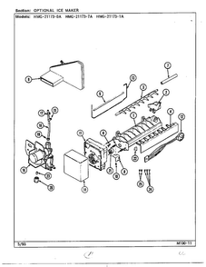 Optional Ice Maker Diagram and Parts List for 21173-0A  Admiral Refrigerator