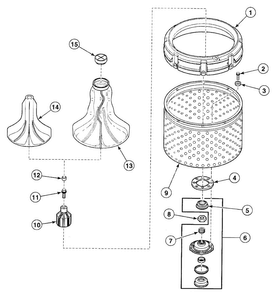 Agitator Assy Diagram and Parts List for SWT421QA  Speed Queen Washer