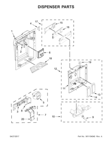 Dispenser Parts Diagram and Parts List for JS48PPDUDE01  Jenn-Air Refrigerator