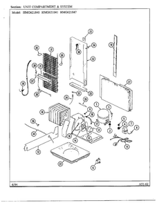 Unit Compartment And Systems Diagram and Parts List for 621841  Admiral Refrigerator