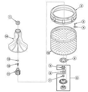 Washtub Assy Diagram and Parts List for SWT210WN1124  Speed Queen Washer