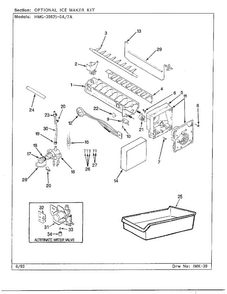 Optional Ice Maker Kit Diagram and Parts List for 39825-7A  Admiral Refrigerator