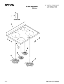 Cooktop Parts Diagram and Parts List for MER6751AAS24  Maytag Range