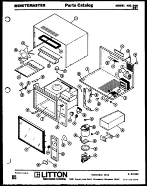 01 - Page 1 Diagram and Parts List for 402000  Litton Microwave