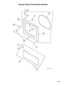 Access Panel/Front Panel/Seal Diagram and Parts List for ATGE9ASP115TW01  Speed Queen Washer Dryer Combo