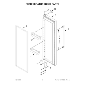 Refrigerator Door Parts Diagram and Parts List for MRSF6636RZ00  Maytag Refrigerator