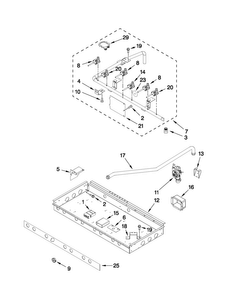 Burner Box, Gas Valves, And Switches Diagram and Parts List for JGRP536WP01  Jenn-Air Range