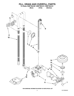 04 - FILL, DRAIN AND OVERFILL PARTS Diagram and Parts List for MDB7759AWW1  Maytag Dishwasher
