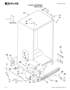 Cabinet Parts Diagram and Parts List for JCD2395WES02  Jenn-Air Refrigerator