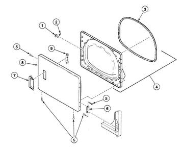 Door Assy Diagram and Parts List for SSGZ09QF  Speed Queen Dryer