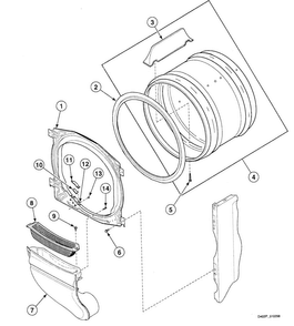 Cylinder Diagram and Parts List for SDE507WF  Speed Queen Dryer