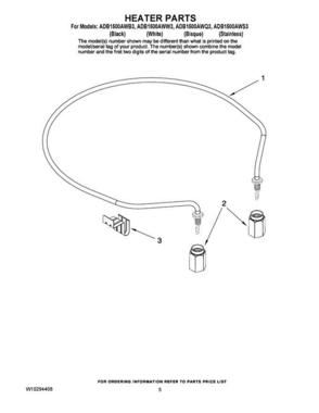 05 - Heater Parts Diagram and Parts List for ADB1500AWS3  Amana Dishwasher