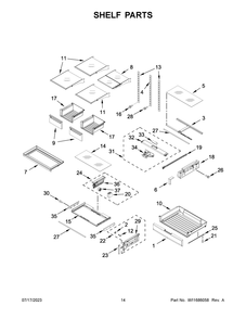 Shelf Parts Diagram and Parts List for MFT2772HEZ04  Maytag Refrigerator