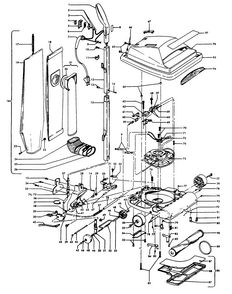Agitator, Handle, Mainbody, Outerbag Diagram and Parts List for U4113  Hoover Upright Vacuum
