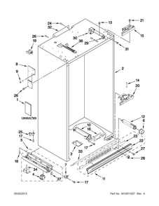 Cabinet Parts Diagram and Parts List for JS42NXFXDW04  Jenn-Air Refrigerator