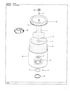 Tub Parts Diagram and Parts List for 6640A REV K Norge Washer