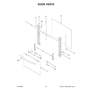 Door Parts Diagram and Parts List for VRGW3150RB0  Crosley Range