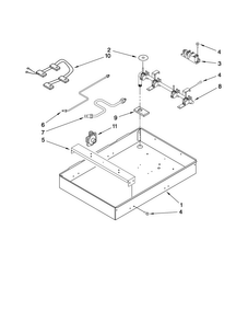 Burner Box, Gas Valves, And Switches Diagram and Parts List for MGC5430BDW21  Maytag Cooktop