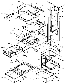 Refrigerator Shelving And Drawers Diagram and Parts List for SXDE27N-P1162203W  Amana Refrigerator