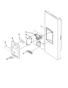 Dispenser Front Parts Diagram and Parts List for MFI2067AES11  Maytag Refrigerator