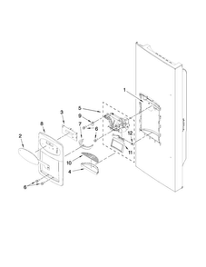 Dispenser Front Parts Diagram and Parts List for MFI2269VEQ5  Maytag Refrigerator