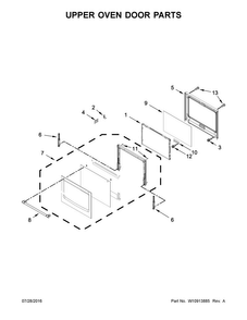 Upper Oven Door Parts Diagram and Parts List for MEW9630FZ01  Maytag Wall Oven
