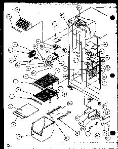 Freezer Shelving And Refrigerator Light Diagram and Parts List for SXD19MW-P1121402WW  Amana Refrigerator