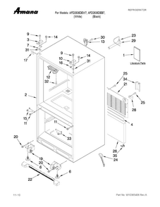 Cabinet Parts Diagram and Parts List for AFD2535DEW7  Amana Refrigerator