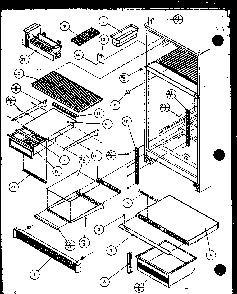 Shelves Diagram and Parts List for TR18QB2L-P1111308WL  Amana Refrigerator