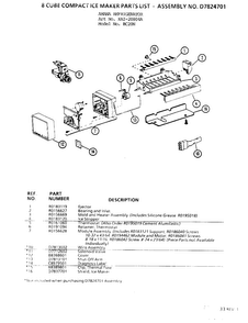 8 Cube Compact Ice Maker Parts List Diagram and Parts List for 20804A  Amana Refrigerator