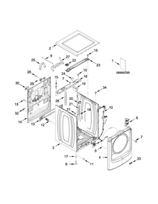 Top And Cabinet Parts Diagram and Parts List for MHW7100DC0  Maytag Washer