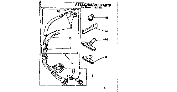 Attachment Parts Diagram and Parts List for 11621992  Kenmore Canister Vacuum