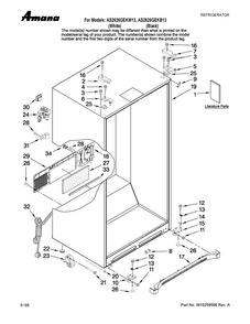 Cabinet Parts Diagram and Parts List for AS2626GEKB13  Amana Refrigerator