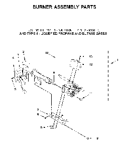 Burner assembly parts Diagram and Parts List for MGD6200KW0  Maytag Dryer