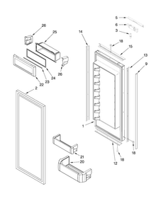 Refrigerator Door Parts Diagram and Parts List for JF42NXFXDW00  Jenn-Air Refrigerator