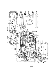 Hose/handle/motor Diagram and Parts List for U5457-900  Hoover Upright Vacuum