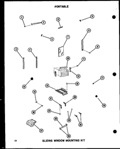 Sliding Window Mounting Kit Diagram and Parts List for 5-SPJM P54360-40R Amana Air Conditioner