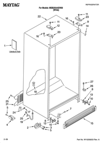 Cabinet Parts Diagram and Parts List for MSB2554AEW00  Maytag Refrigerator
