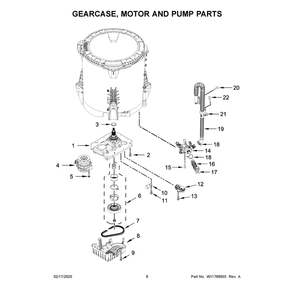 Gearcase, Motor And Pump Parts Diagram and Parts List for MVW6230HC4  Maytag Washer