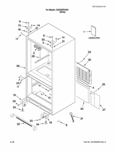 Cabinet Parts Diagram and Parts List for G32026PEKW3  Maytag Refrigerator