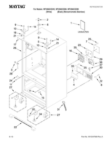 Cabinet Parts Diagram and Parts List for MFI2665XEB0  Maytag Refrigerator