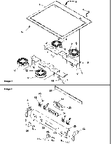 Main Top And Backguard Diagram and Parts List for ARTS6650E P1130683NE Amana Range
