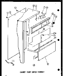 Cabinet + Start Switch Assembly Diagram and Parts List for ESMC-1-C P18011-2TC Amana Trash Compactor