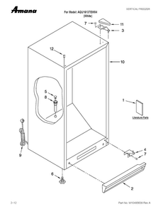 Cabinet Parts Diagram and Parts List for AQU1613TEW04  Amana Freezer