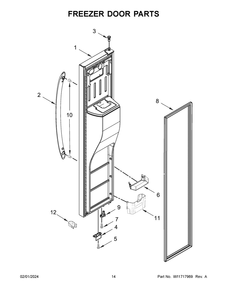 Freezer Door Parts Diagram and Parts List for MSS25C4MGZ08  Maytag Refrigerator