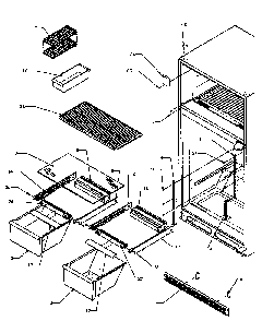 Refrigerator Shelving And Drawers Diagram and Parts List for TJ18R3L-P1181712WL  Amana Refrigerator