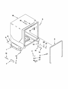 Tub And Frame Parts Diagram and Parts List for MDBTT53AWW3  Maytag Dishwasher