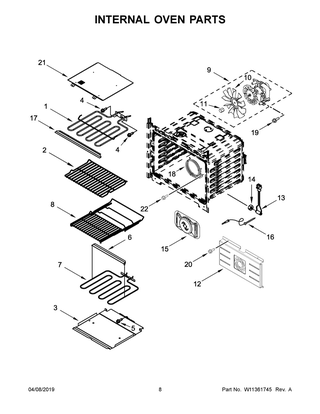 Internal Oven Parts Diagram and Parts List for JMW2427IL01  Maytag Microwave Oven Combo