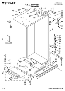 Cabinet Parts Diagram and Parts List for JS48PPDUDB01  Jenn-Air Refrigerator